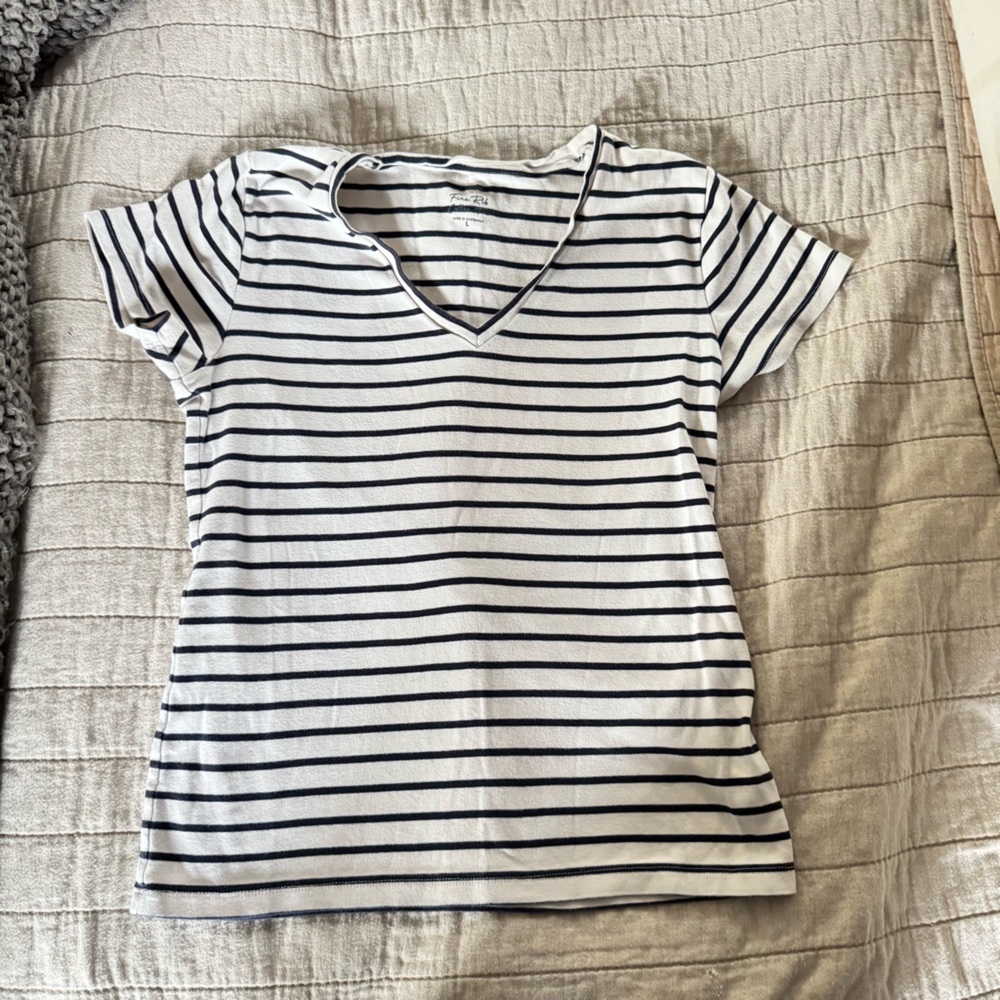 J.crew Striped V-Neck Women's Top
